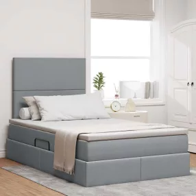   vidaXL Ágy tárolóval és matraccal Világosszürke 120 x 190 cm szövet