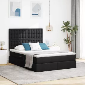   vidaXL Ágy tárolóval és matraccal tárolóval Fekete 140 x 190 cm szövet