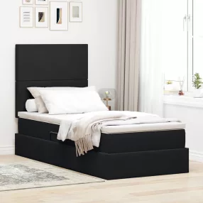   vidaXL Ágy tárolóval és matraccal tárolóval Fekete 90 x 200 cm Bársony