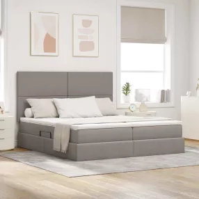   vidaXL Tárolós Ágy fejtámlával tárolóval Tópszínű 180 x 200 cm Műbőr