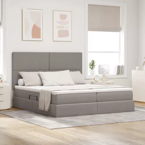 vidaXL Tárolós Ágy fejtámlával tárolóval Tópszínű 180 x 200 cm Műbőr