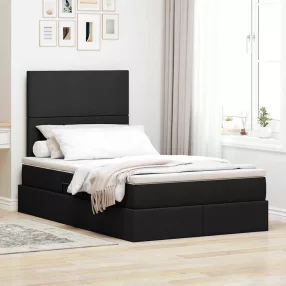   Ágy tárolóval és LED lámpával Fekete 120 x 200 cm Poliészter