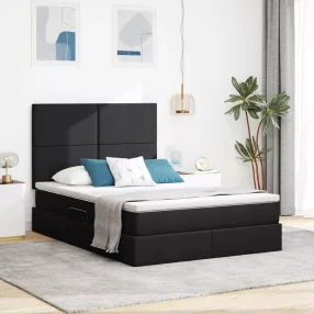   Ágy tárolóval és LED lámpával Fekete 140 x 200 cm Poliészter