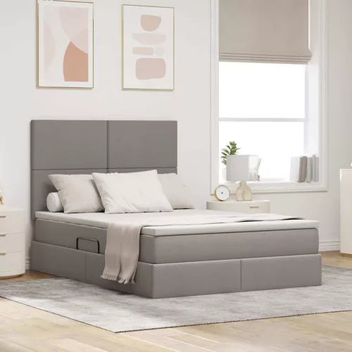 Ágy tárolóval és LED lámpával Tópszínű 140 x 200 cm Poliészter