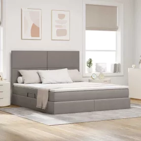   vidaXL Ágy tárolóval és LED lámpával Tópszínű 180 x 200 cm Poliészter