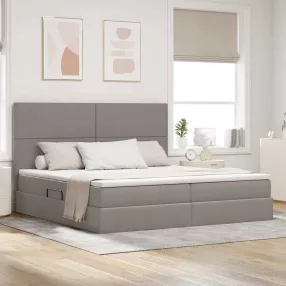   Ágy tárolóval és LED lámpával Tópszínű 200 x 200 cm Poliészter