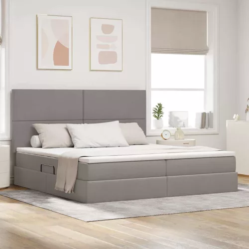 Ágy tárolóval és LED lámpával Tópszínű 200 x 200 cm Poliészter