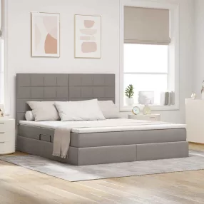   vidaXL Ágy tárolóval és LED lámpával Tópszínű 160 x 200 cm Poliészter