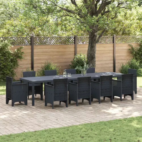 Kerti Asztal Antracit 350 x 100 x 74 cm polirattan