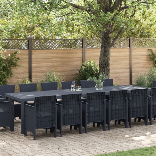 13 Részes Kert Étkező Szett Párnákkal Világosszürke Polirattan, Kerti Asztal Világosszürke 200x100x73 cm Polirattan, Kerti Asztal Világosszürke 150x100x73 cm Polirattan, Kerti Székek Párnákkal 4 db Világosszürke Polirattan