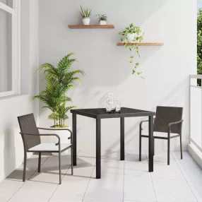 Kert étkező szett 3 pcs Barna és fekete PE Rattan