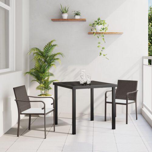 3 részes kültéri étkezős szett párnákkal - Barna rattan