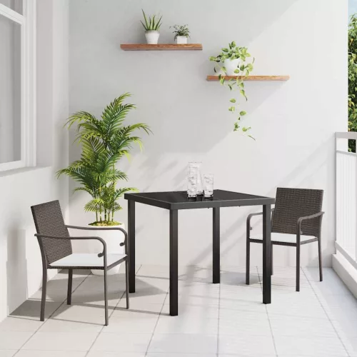 Kert étkező szett 3 pcs Barna és fekete PE Rattan