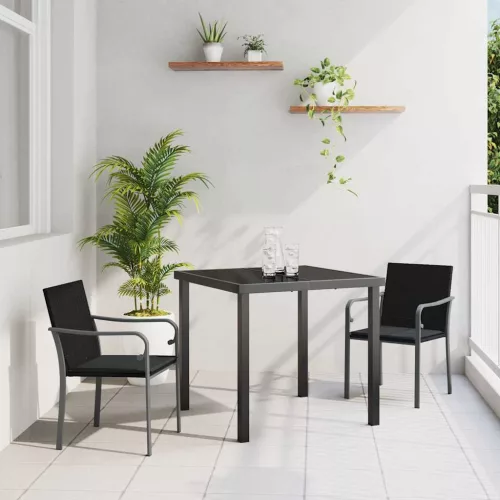 Kert étkező szett 3 pcs Fekete és Szürke PE Rattan