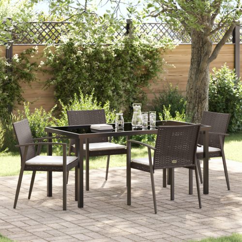 3 darabos készlet Barna PE Rattan Közepes Tartós