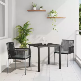 Kert étkező szett 3 pcs Fekete PE Rattan