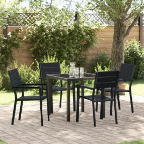 5 Darabos Kerti Étkező Szett Fekete HDPE