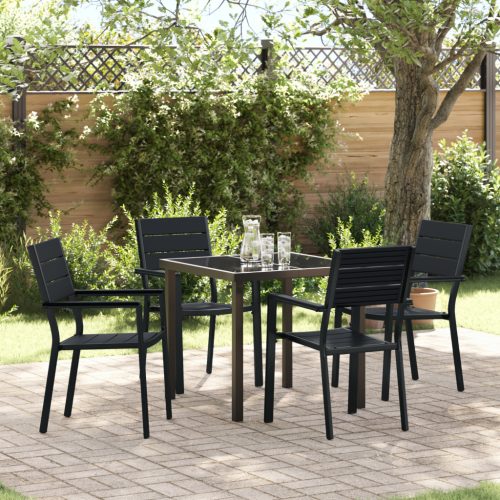 5 Darabos Kerti Étkező Szett Fekete HDPE