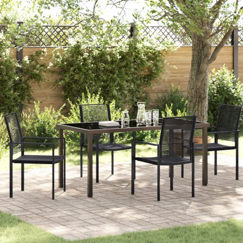 5 darabos kerti étkező szett Fekete PVC Rattan