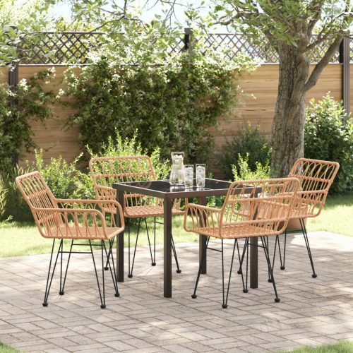 5 darabos Kerti Étkező Szett Barna Poly Rattan