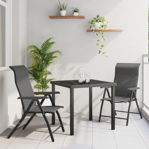3 darabos Kerti Étkező Szett Szürke Poli Rattan