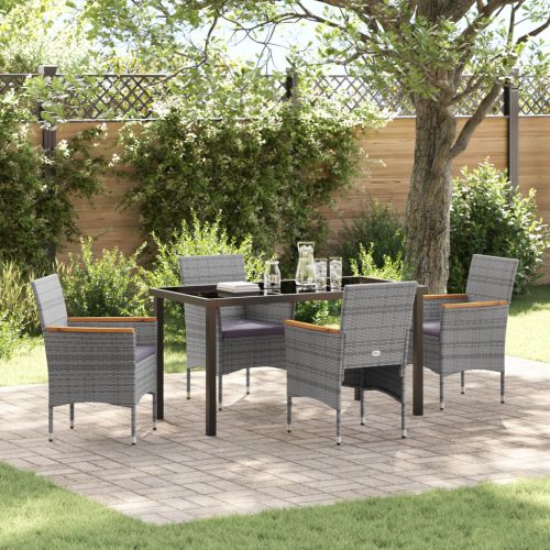 5 Darabos Kerti Étkező Szett - Szürke Poly Rattan