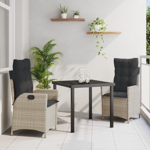 2-es szett Világosszürke, Antracit PE rattan, porfestett acél