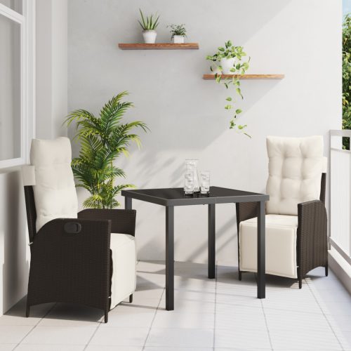3 darabos kerti étkező szett barna poly rattan