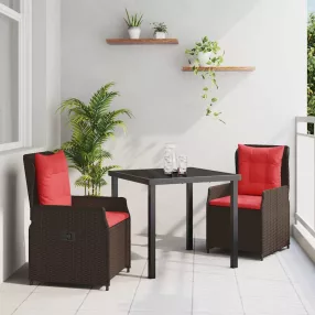 vidaXL Kert étkező szett 3 pcs Barna Poli rattan