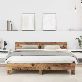   vidaXL Ágykeret fejtámlával Öreg fa 203 x 185 x 70 cm Faanyag