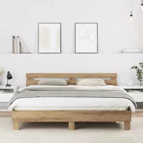   vidaXL Ágykeret fejtámlával Artisan tölgy 203 x 185 x 70 cm Faanyag
