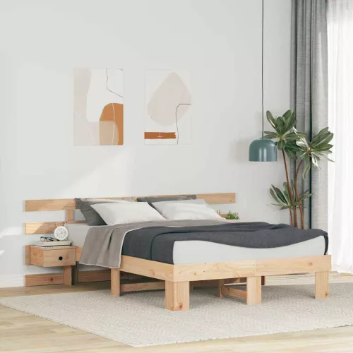 Ágykeret Barna 135 x 190 cm Tömör fenyőfa és Tömör fenyőfa