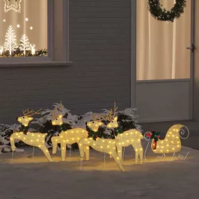 LED Rénszarvasok 5 db Arany 43 x 18 x 66 cm szövet