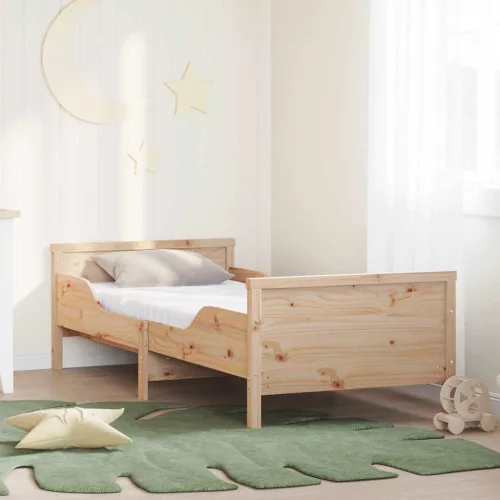 Ágykeret matracmal fejtámlával Barna 80 x 200 cm Tömör fenyőfa