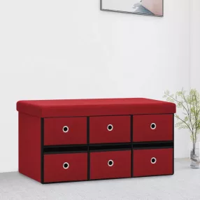   bordó összecsukható művászon tárolópad 76 x 38 x 38 cm