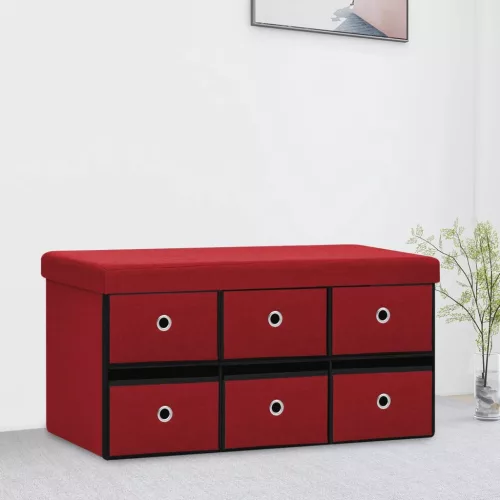bordó összecsukható művászon tárolópad 76 x 38 x 38 cm