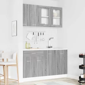   vidaXL Konyhaszekrény garnitúra fiókkal Lyon 4 pcs Szürke sonoma