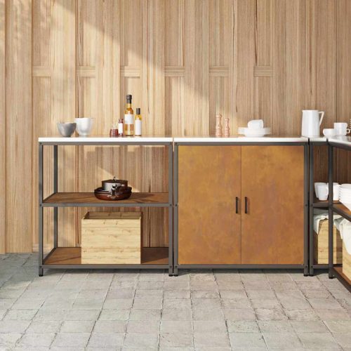 Konyhai Tároló Készlet polcokkal 2 pcs Rozsdás 180 x 50 x 92 cm