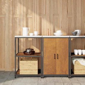   Konyhai Tároló Készlet polcokkal 2 pcs Rozsdás 120 x 50 x 92 cm