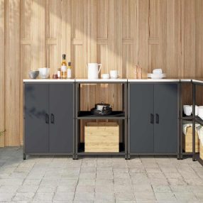   Konyhai Tároló Készlet 3 pcs Antracitszürke 180 x 50 x 92 cm