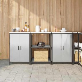   Konyhai Tároló Készlet polcokkal 3 pcs Ezüst 180 x 50 x 92 cm