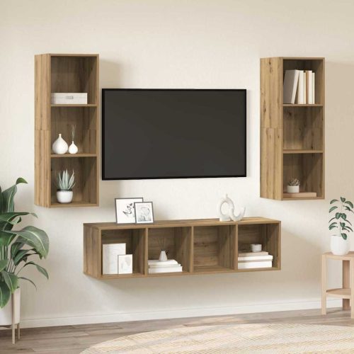 TV Szekrény Szett 3 pcs kézműves tölgy 37 x 37 x 142.5 cm