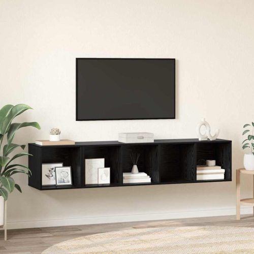 TV Szekrény Szett 2 pcs Musta tammi 37 x 37 x 142.5 cm Faanyag