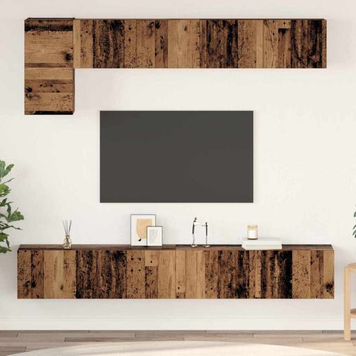 TV szekrény garnitúra 5 pcs Régi fa 100 x 30 x 30 cm Faanyag