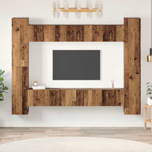vidaXL TV szekrény garnitúra 10 pcs Öreg fa 30,5 x 30 x 90 cm Faanyag