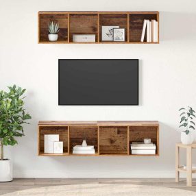  TV szekrény garnitúra 2 pcs Régi fa 37 x 37 x 142.5 cm Faanyag