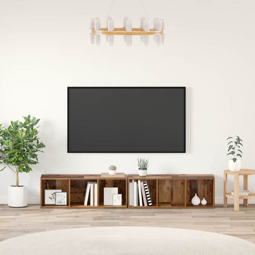 TV szekrény garnitúra 2 pcs Öreg fa 37 x 35 x 107cm Faanyag