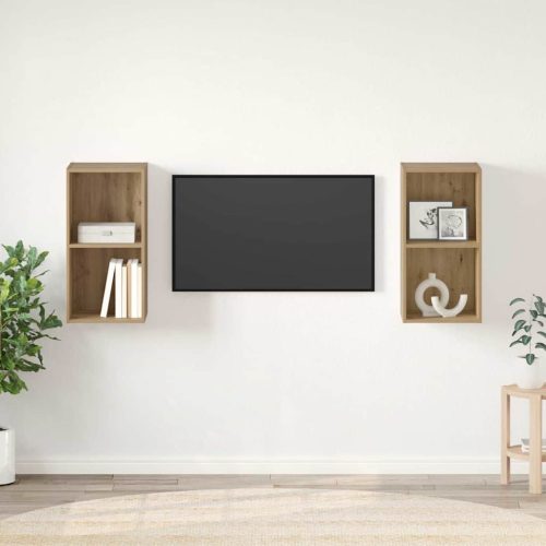 Fali TV Szekrény 2 pcs Kézműves tölgy 37 x 37 x 72 cm Faanyag