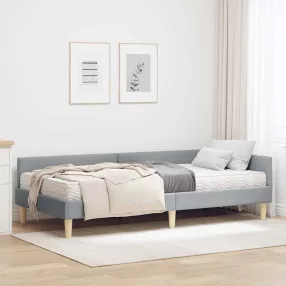   Sarok Ágykeret Matraccal matracmal 2 pcs Világosszürke szövet