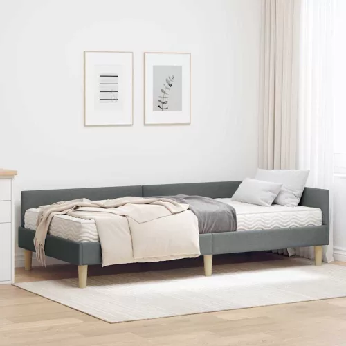 Sarok Ágykeret Matraccal matracmal 2 pcs Szürke szövet